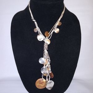 Brown white polished shell 8inch chocker necklace